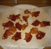 Cut each bacon strip in four pieces