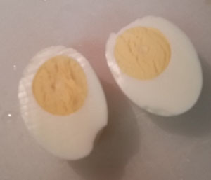 Peeled hard-boiled eggs, ready to eat