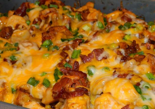 Loaded Chicken with Potatoes, Cheese and Bacon