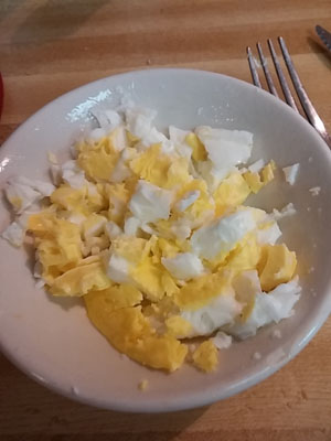 Slice or chop hard-cooked egg