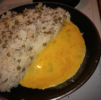 Add eggs to rice